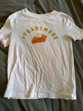 Old Navy White Kids "#FEASTMODE" Graphic Tee with Pumpkin Slice